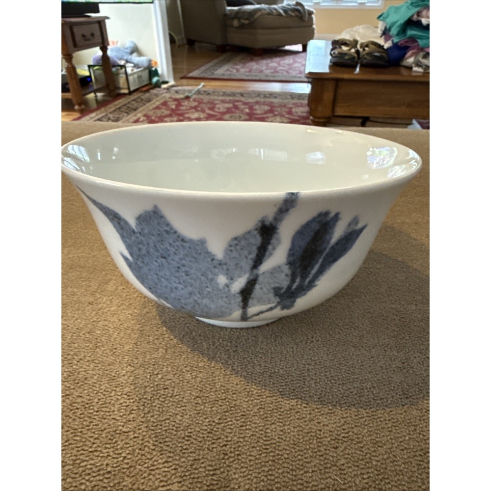 Dansk International Magnolia Serving Vegetable Bowl 8.5" Blue Floral White (TD)